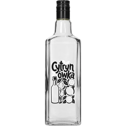 Garrafa Tynktura 500 ml com impressão “Cytrynówka” e tampa de rosca