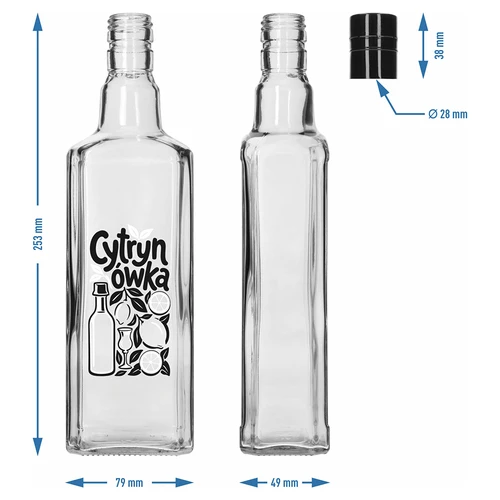 Garrafa Tynktura 500 ml com impressão “Cytrynówka” e tampa de rosca - 5