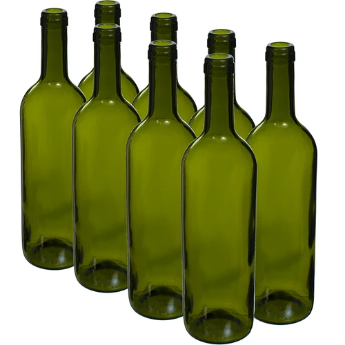 Garrafa verde-azeitona para vinho 0,75 L - embalagem de 8 unidades