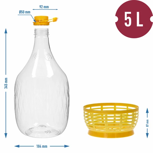 Garrafão Dama 5 L PET, com tampa de rosca, alça e cesto - 6