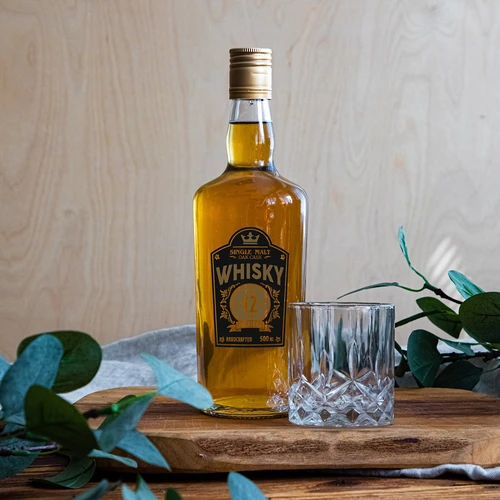 Garrafas 500 ml com tampa de rosca e impressão a 2 cores Whisky - 4 unid. - 9