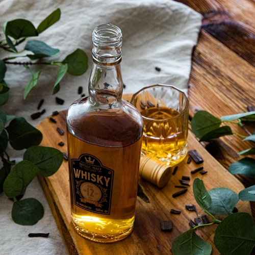 Garrafas 500 ml com tampa de rosca e impressão a 2 cores Whisky - 4 unid. - 11