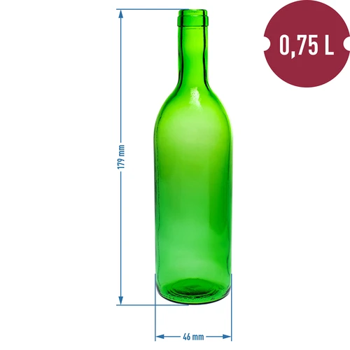 Garrafas para vinho 0,75 L com rolhas e cápsulas – 12 unid. - 6