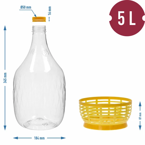 Gąsior Dama 5 L PET, z zakrętką i koszyczkiem - 6