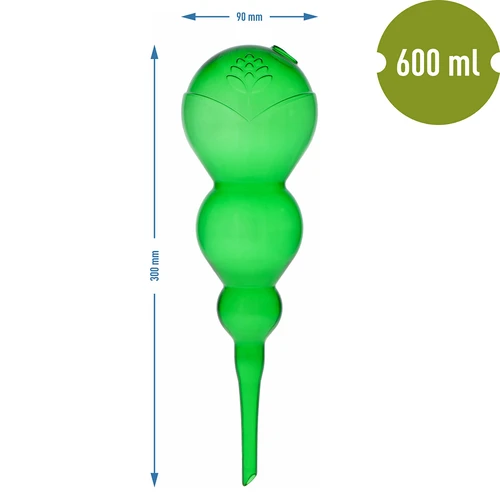 Globo de rega triplo (tricompartimentado), verde transparente, 600 ml - 5