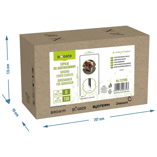 Grampos em U de aço para agrotêxtil - 100 unidades - 8