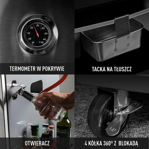 Grelhador a gás dragON BBQ101, 11,7 kW, preto e prateado - 8