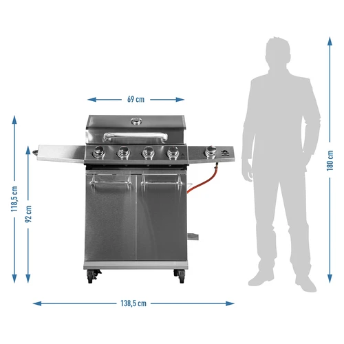 Grelhador a gás dragON BBQ201, 18,8 kW, prateado - 12