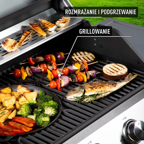 Grill gazowy dragON BBQ201, 18,8 kW, srebrny - 6