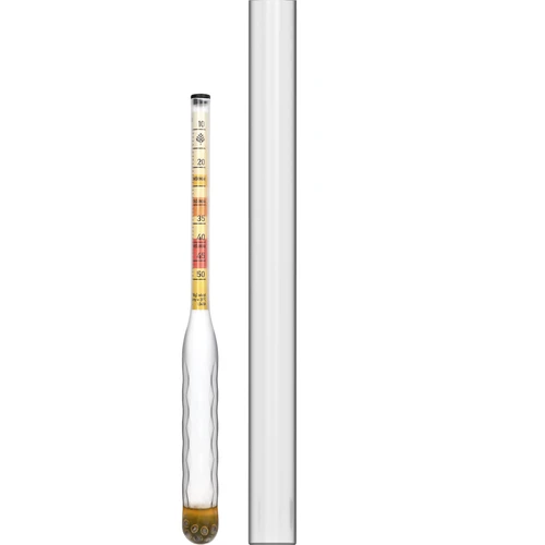 Hidromelômetro inquebrável com tubo de ensaio, faixa de medição 10-50°Blg  - 1 