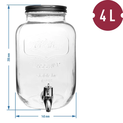Jarra para limonada, com torneira - de vidro, 4 L - 5