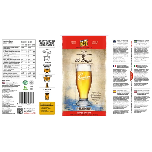 Kit de Cerveja Coopers 86 Days Pilsner - 5