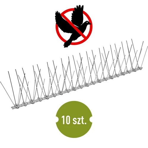 Kolce na ptaki, na plastikowej listwie, 10 szt.