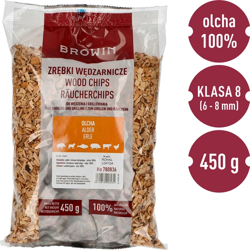 Lascas para defumação/grelhar, amieiro, 450 g, cl. 8 - 2
