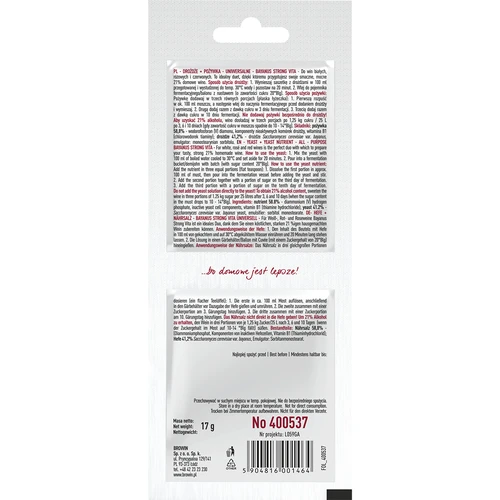 Levedura Bayanus + nutriente - Universal - 21%, 17 g - 2