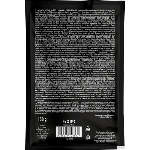 Levedura de destilação Turbo Grom 48h - 2