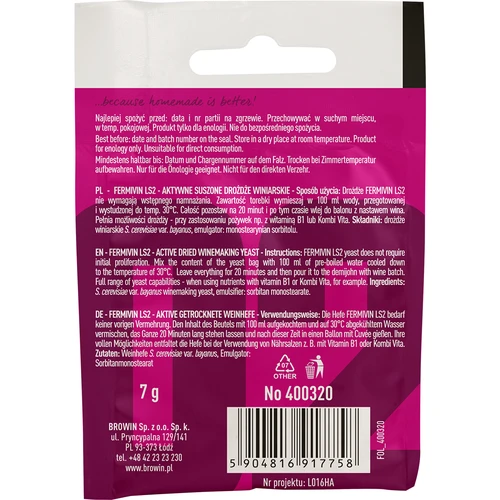 Levedura enológica Fermivin LS2, 7 g - 2