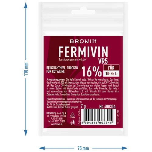 Levedura enológica seca Fermivin VR5, 7 g - 3