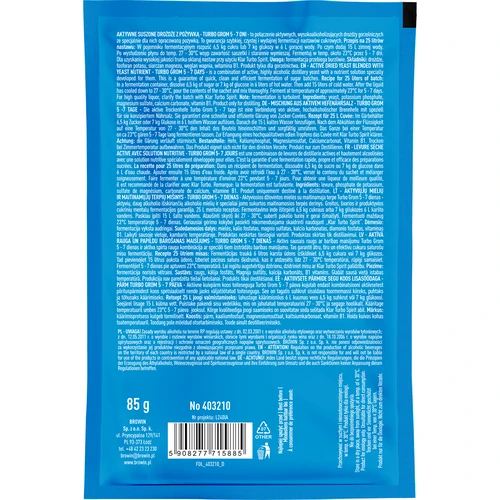 Levedura Turbo Grom para destilação 5–7 dias - 2