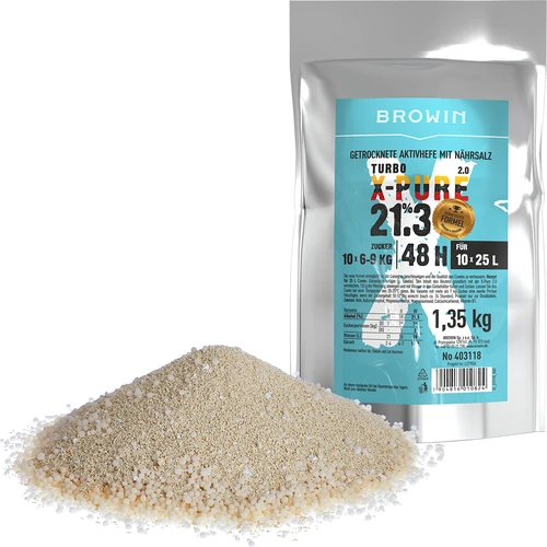 Levedura Turbo X-Pure 21,3 %, 10 x 25 L - 1,35 kg - 2