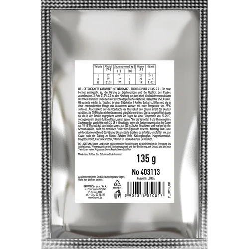 Levedura Turbo X-Pure 21,3 %, 48 h, 25 L - 2