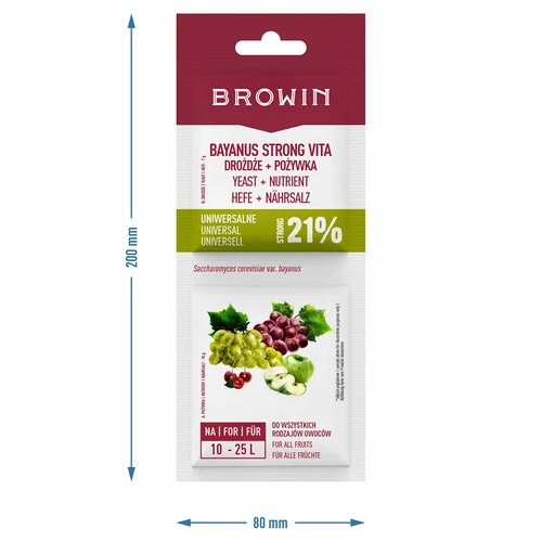 Leveduras Bayanus + nutriente - Universal - 21%, 17 g - 3