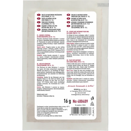Leveduras com nutriente - para vinhos de flores, 10-15 L - 2