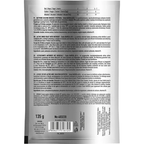 Leveduras para destilação Turbo reVOLTa 48 h - 2