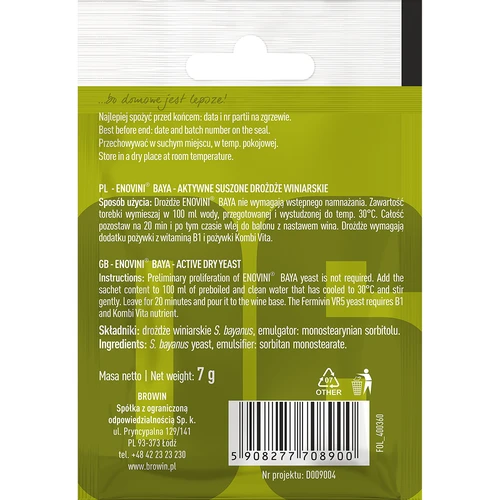 Leveduras para vinho Enovini® BAYA, 7 g - 2