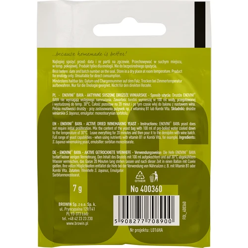 Leveduras para vinho Enovini® BAYA, 7 g - 2