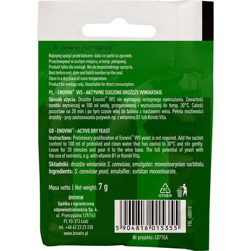 Leveduras para vinho Enovini® WS, 7 g - 2
