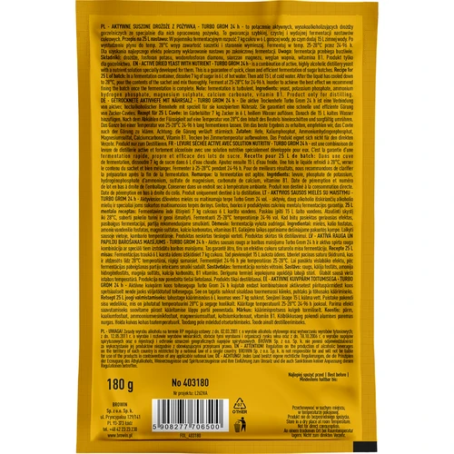 Leveduras Turbo Grom 24 h para destilação - 2