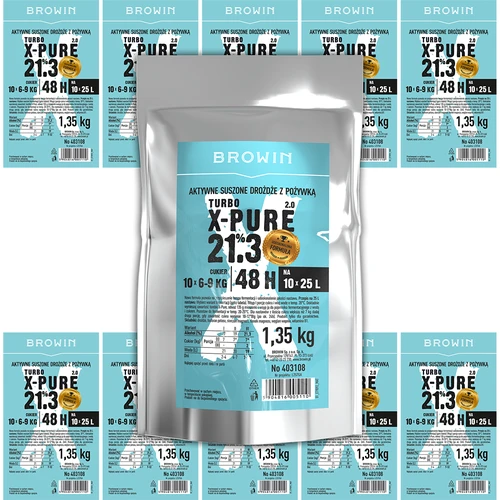Leveduras Turbo X-Pure 21,3%, 10 x 25 L, 1,35 kg - 6