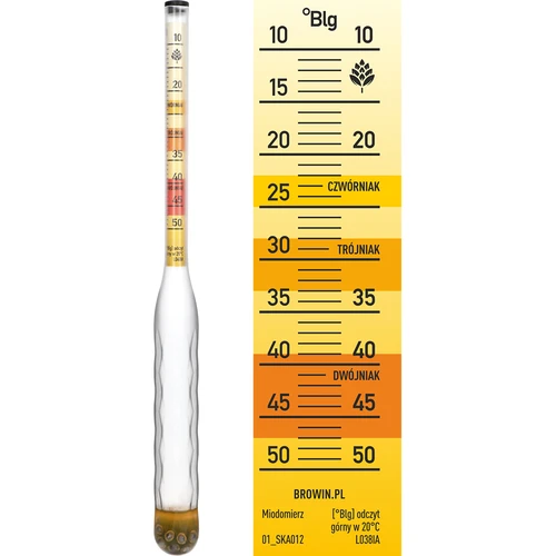 Miodomierz nietłukący z probówką, zakres pomiaru 10-50°Blg - 3