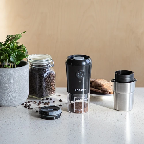 Moedor de café - elétrico, de mós, com infusor e copo - 16