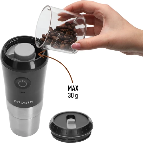 Moedor de café - elétrico, de mós, com infusor e copo - 7