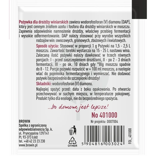 Nutriente para leveduras de vinho, 10 g - 2