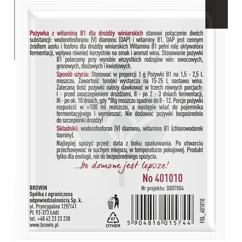Nutriente para vinho com vitamina B1, 10g - 2