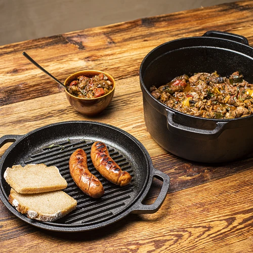Panela de ferro fundido com frigideira, 5 L + 1 L - 16
