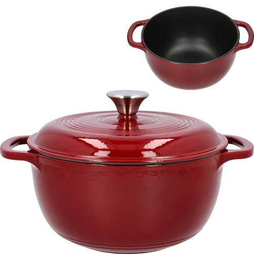 Panela de ferro fundido esmaltada - bordô, 4 L  - 1 