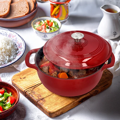 Panela de ferro fundido esmaltada - bordô, 5,8L - 7