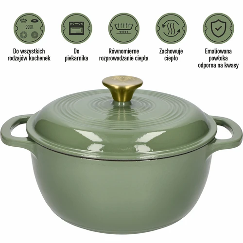 Panela de ferro fundido esmaltada - cor sálvia, 4 L - 5