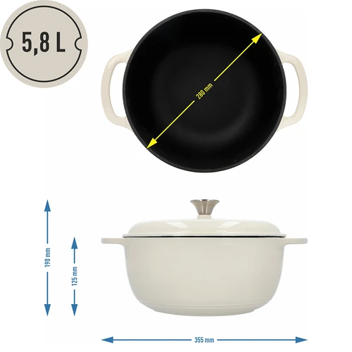 Panela de ferro fundido esmaltada - ecru, 5,8L - 4