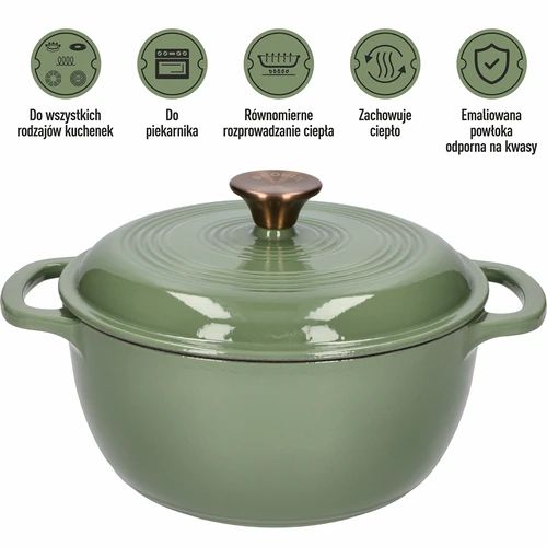 Panela de ferro fundido esmaltada - sálvia, 4L - 5