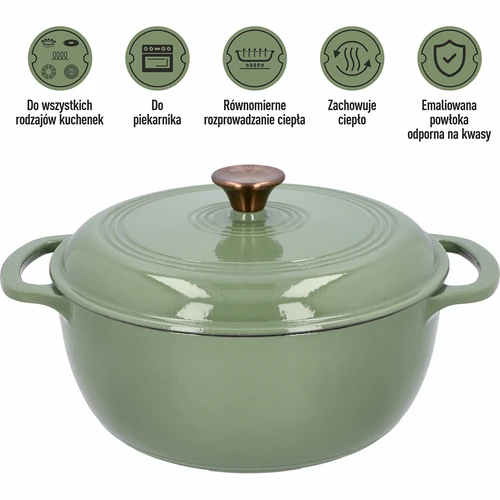 Panela de ferro fundido esmaltada - sálvia, 5,8L - 5
