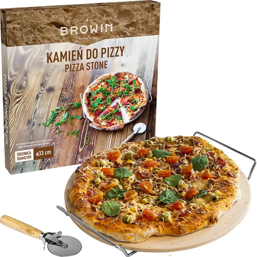 Pedra para pizza com alça e cortador, de cordierita, redonda 33 cm - 7