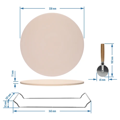 Pedra para pizza com alça e cortador, de cordierita, redonda 33 cm - 8