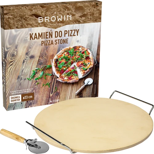 Pedra para pizza com pega e cortador, em cordierita, redonda 33 cm - 6
