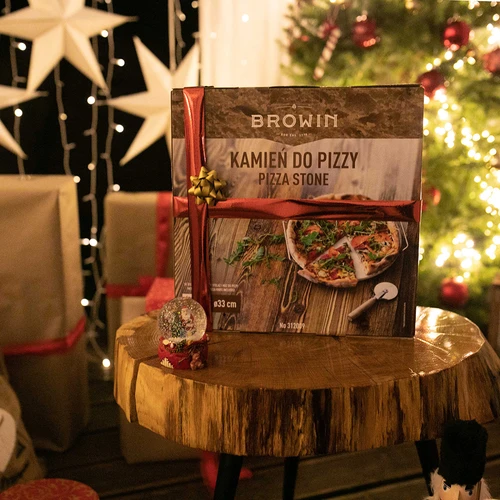 Pedra para pizza com pega e cortador, em cordierita, redonda 33 cm - 19