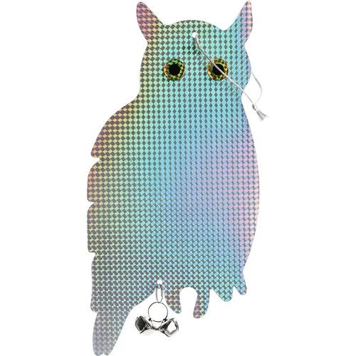 Pendente refletor para afugentar aves - coruja com sininhos